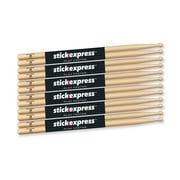 Stick Express SE2BW 6 American Hickory 2B Drumsticks with Wood Tip, Six Pairs
