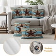 thumbnail image 6 of Texas Star Outdoor Waterproof Pillow Covers, Blue Brown Stars Retro Wooden Country Vintage Decorative Square Throw Pillowcase Sofa Cushion Sham for Patio/Couch/Chair, 24"x24" 2 Pack, 6 of 8