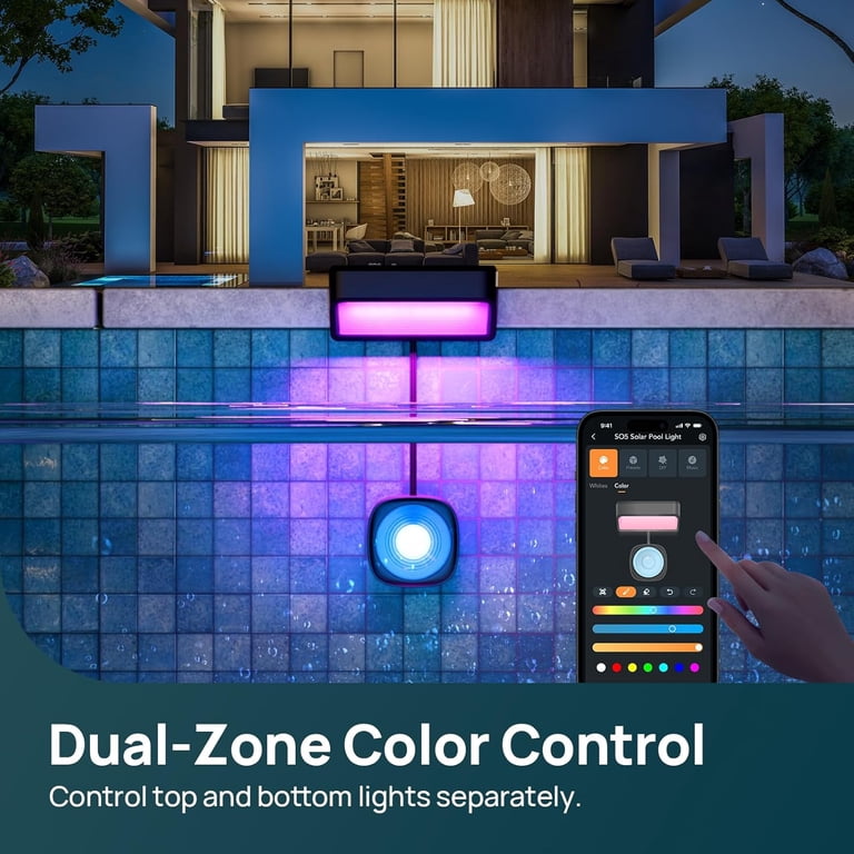 Linkind Smart Solar Pool Lights, RGBW Color-Changing 2-Pack photo 4