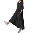 thumbnail image 6 of ZANZEA Women Puff Sleeve Casual Solid Ruffle Tiered Dress Summer Holiday Sundress, 6 of 12