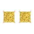 thumbnail image 3 of 3 ct Push-Back Stud Earrings for Women | 6.5mm Princess Cut Simulated Yellow Diamond | 18K Rose Gold, 3 of 5