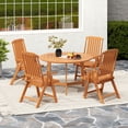 thumbnail image 2 of Gymax 4PCS Foldable Patio Chair w/Armrest Curved Back Slatted Seat for Backyard Deck Brwon, 2 of 10