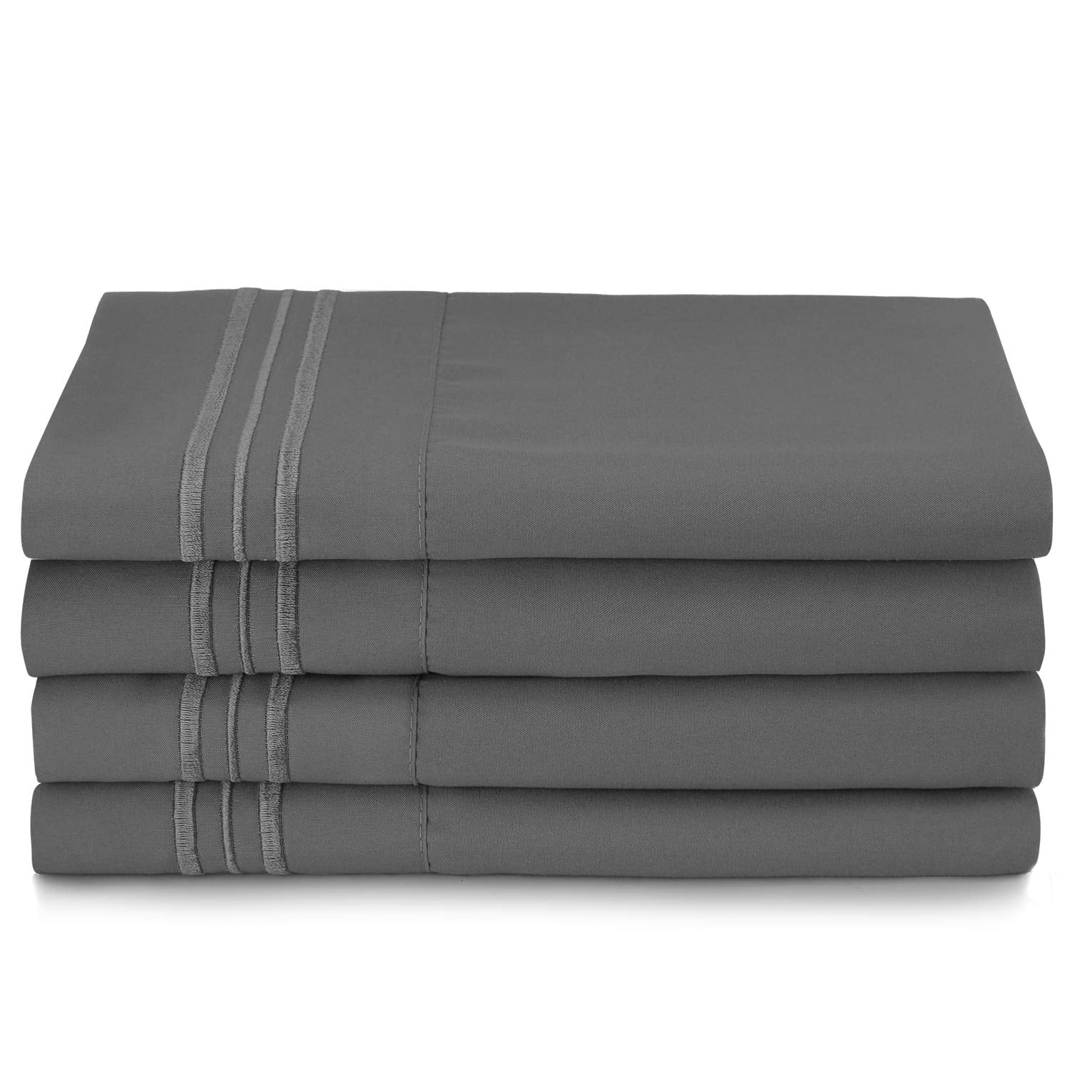 Clara Clark 1800 Thread Count Charcoal Microfiber Bed Sheet Set, Full – Deep Pocket, 6-Piece