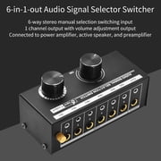 M Buder 6-in-1-out Audio Signal Selector Switcher Audio Source Switch for Headphones and Speakers with Volume Control (5.16 inches / 13.1 cm)
