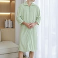 thumbnail image 3 of Awdenio Mens Pajama Robes Fashion Casual Lightweight Solid Water Absorption Conventional Fit Turndown Collar Pokets Robes, 3 of 8