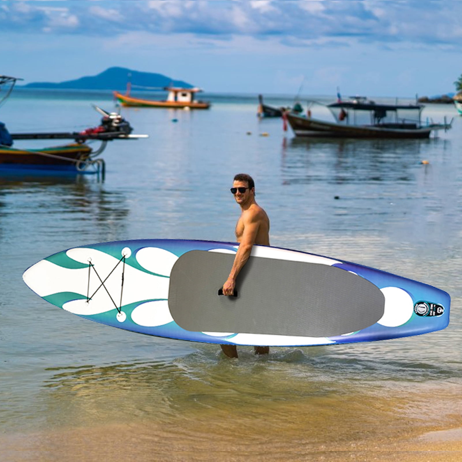 11' Inflatable Paddle Board with SUP Accessories, Durable SUP Paddle Board, Non-Slip Comfort Deck for Travel, Fishing, Lake, Ocean Vacation