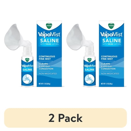 (2 pack) Vicks VapoMist Saline, Gentle Saline Mist With Soothing Vicks Vapors, Non- Medicated, 1.7 oz
