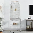thumbnail image 2 of Alden Design 64" Large Rolling Metal Bird Cage with Open Top, Light Gray, 2 of 9