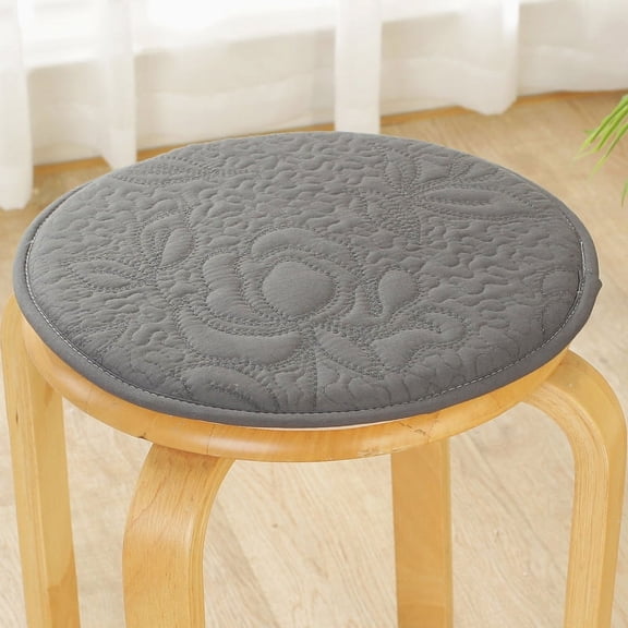 Namzi Round Bar Stool Cushions,Non-Slip Seat Pad with Ties,Cotton Linen Stool Cover Breathable Chair Pad Cushion for Office Student Dining Chairs Deep grey 45x45cm(18x18inch)