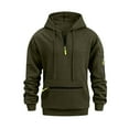 thumbnail image 2 of Thermal Hoodie for Men Drawstring Cuffed Long Sleeve Outdoor Pullover Top with Pockets for Hiking Olive Green S, 2 of 8