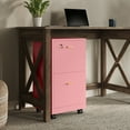 thumbnail image 4 of Lavish Home 2 Drawer File Cabinet - Rolling Filing Cabinet with Lock (Pink), 4 of 11
