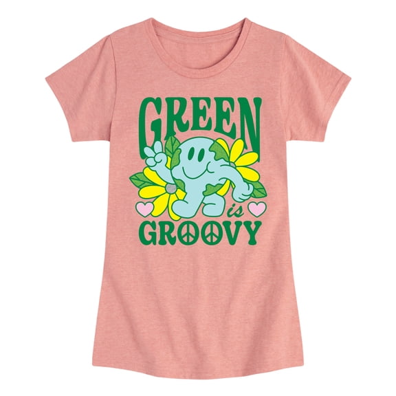 Instant Message - Green Is Groovy - Toddler & Youth Girls Short Sleeve Graphic T-Shirt