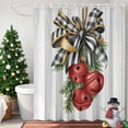 thumbnail image 4 of Christmas Bells Shower Curtains for Bathroom, Black Plaids Butterflies Wooden Ribbons Waterproof Fabric Shower Curtain for Bathroom Bathtub Decoration, Machine Washable, 72"x84", 4 of 9