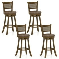 Gymax Set of 4 Bar Stools 30'' Swivel Bar Chairs w/ PE Rattan Backrest Bar Height