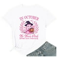 thumbnail image 4 of Cancer Awareness Shirts for Women in October Pink Ghost Witch Halloween Tees Short Sleeve Crewneck Pink Ribbon Survivor Gifts Tops, 4 of 4