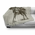 thumbnail image 3 of Donkey Soft Flannel Fleece Throw Blanket, Vintage Engraving Style Donkey Carrying 2 Baskets of Harvest Grapes, Cozy Plush for Indoor and Outdoor Use, 70" x 90", Dark Cocoa and Pearl, by Ambesonne, 3 of 6