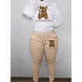 thumbnail image 2 of Lovely Bear Letter Print Kangaroo Pocket Tracksuit Set Long Sleeve Hoodie+Drawstring Trousers Women Two Pieces Matching Suits, 2 of 5