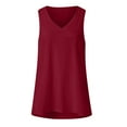 thumbnail image 4 of Htigea Womens Tank Tops Solid V Neck Sleeveless T Shirt Casual Tunic Loose Tanks Soft Comfy Basic Tees with Pocket Summer Clothes Wine,L, 4 of 4