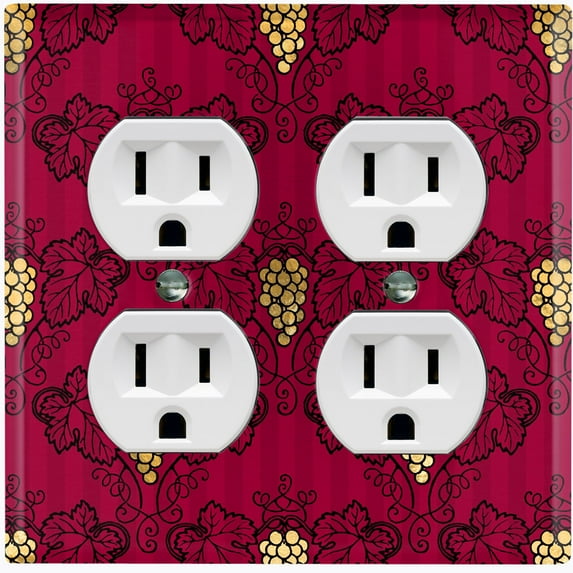 Metal Light Switch Plate Cover Elegant Burgundy Grape Vine Damask DAM074