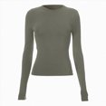thumbnail image 4 of Towmus Womens Long Sleeve Shirts Crop Tops Crew Neck Going Out Basics Tees Trendy Winter Clothes, 4 of 5