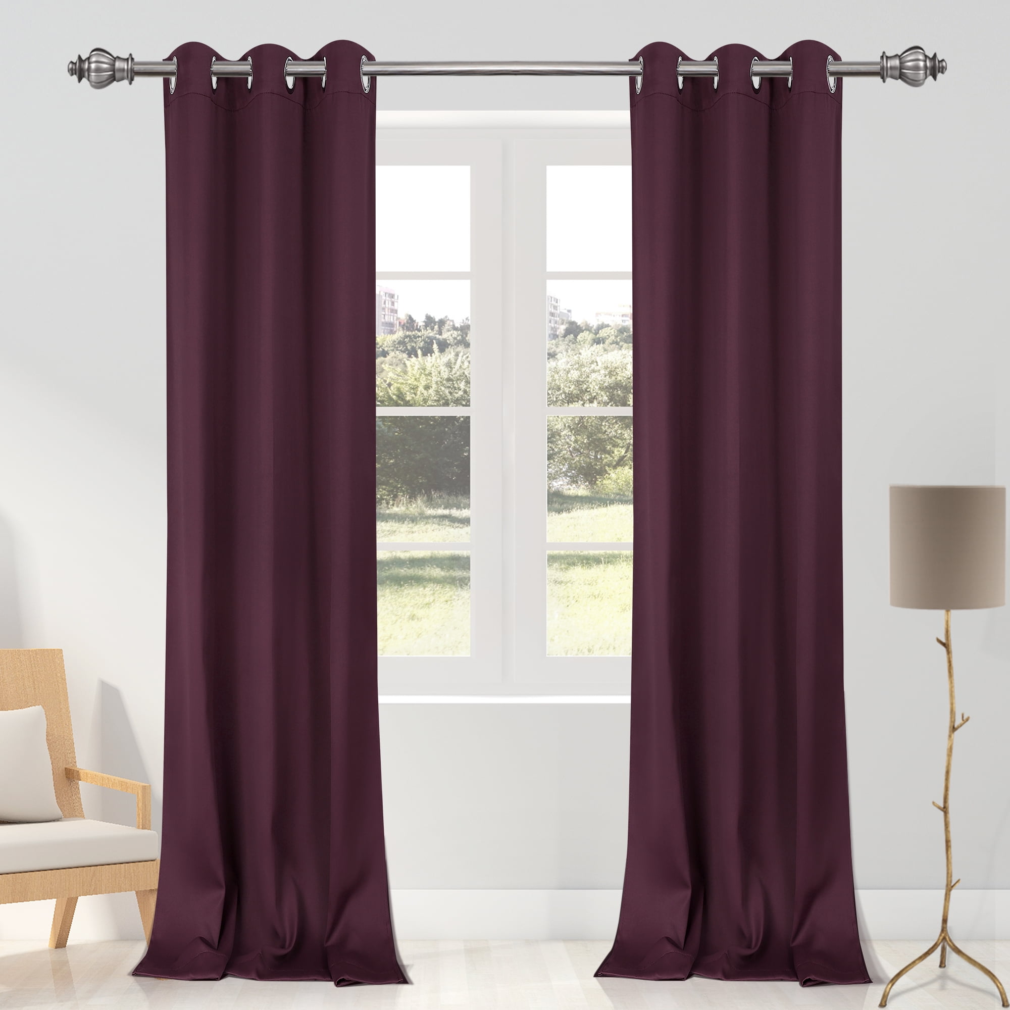 1 BURGUNDY PANEL THERMAL LINED BLACKOUT GROMMET WINDOW CURTAIN K32 95"