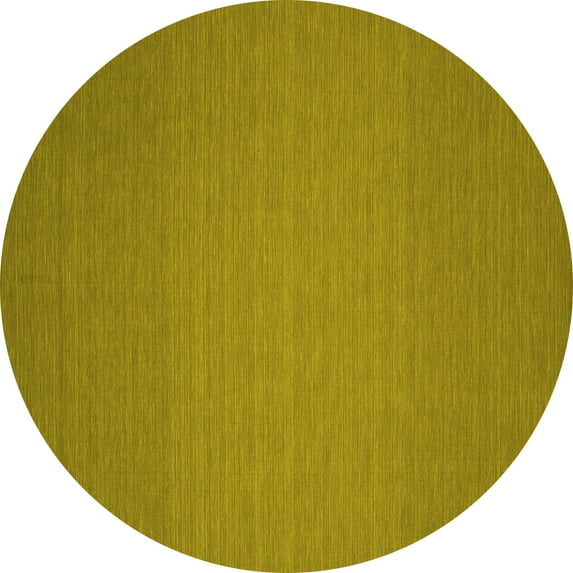 Ahgly Company Machine Washable Indoor Round Abstract Yellow Contemporary Area Rugs, 7' Round