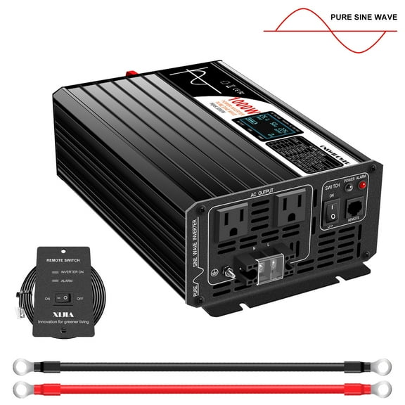 CNSWIPOWER Pure Sine Wave power Inverter 1000W DC 12V to AC 120V LCD Remote control (10~15VDC)
