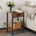 thumbnail image 3 of Set of 2 End Table with Charging Station, Narrow Side Table with USB Ports and Outlets, Nightstands with 2-Tier Storage Shelves, Sofa Table for Small Space Living Room Bedroom, 3 of 7