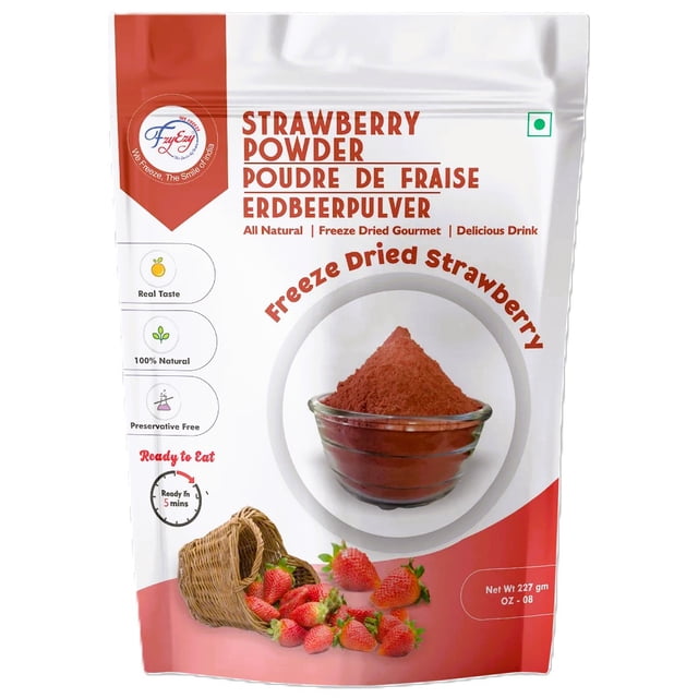 FzyEzy Strawberry Powder – 227g | 100% Real Fruit Powder | Ready to Mix