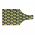 thumbnail image 1 of Retro Cutting Board, Spotty Pattern with Orange and Green Circles in Diagonal Direction, Decorative Tempered Glass Cutting and Serving Board, Wine Bottle Shape, Yellow Green Orange, by Ambesonne, 1 of 1