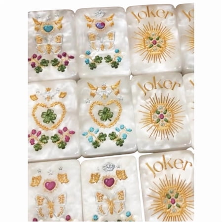Premium American Mahjong Set - 160 Acrylic Tiles with Purple Backs, Modern Botanical Floral Design, Classic Mahjongg Board Game for Adults, Large Easy to Read Size