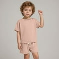 thumbnail image 2 of Gubotare Boys Summer Clothes Color Block Toddler Baby Boy Outfits Shirt Tops and Short Pants Set Summer Boy Clothes 6 9 12 18 24 Months 2T 3T 4T (Brown,Size 18-24 Months), 2 of 9