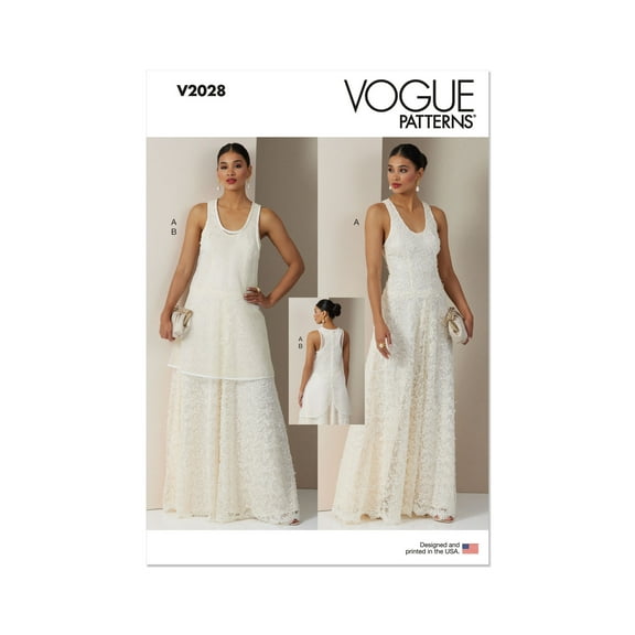 Vogue Sewing Pattern 2028 - Misses’ Dress and Overdress, Size: H5 (6-8-10-12-14)