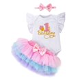 thumbnail image 6 of HAYIMI Baby Girl 1st Birthday Outfit Sets, Ruffle Sleeve My 1st Birthday Romper Gradient Tulle Tutu Skirt and Big Bow Headband Party Classic Clothes Sets, 6 of 6