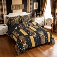thumbnail image 2 of Manfei Minimalist Cheetah Print King Bedding, Glitter Stars Print King Bed in a Bag, Black Brown, Black Reversible, 7 Pieces, 2 of 6