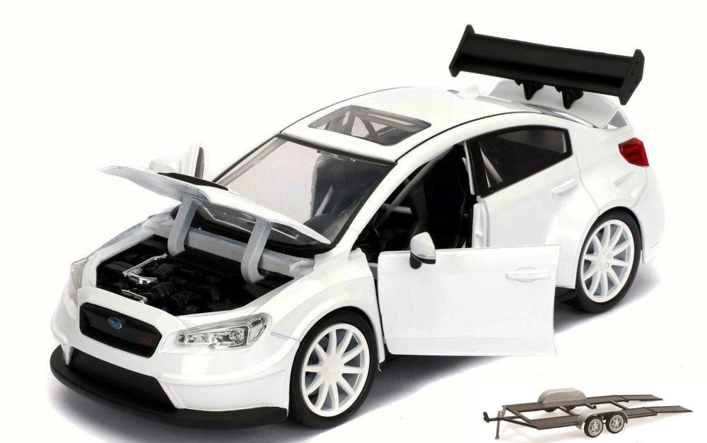 Diecast Car Trailer Package Mr Little Nobody S Subaru Wrx Sti Fast Furious F8 Fate Of Furious Glossy White Jada 996 1 24 Scale Diecast Model Toy Car W Trailer Walmart Com