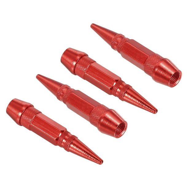 Tapones de válvula de neumático en forma de picos de Uxcell, tapón de válvula de rueda de automóvil de aleación de aluminio, universal a prueba de polvo, rojo, 60 mm