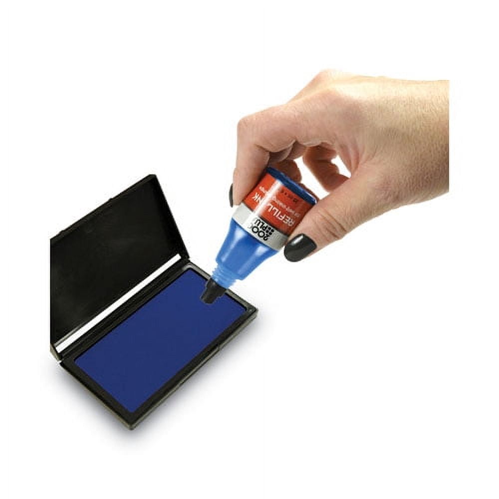 Self-Inking Refill Ink, Blue, 0.9 Oz. Bottle | Bundle of 5