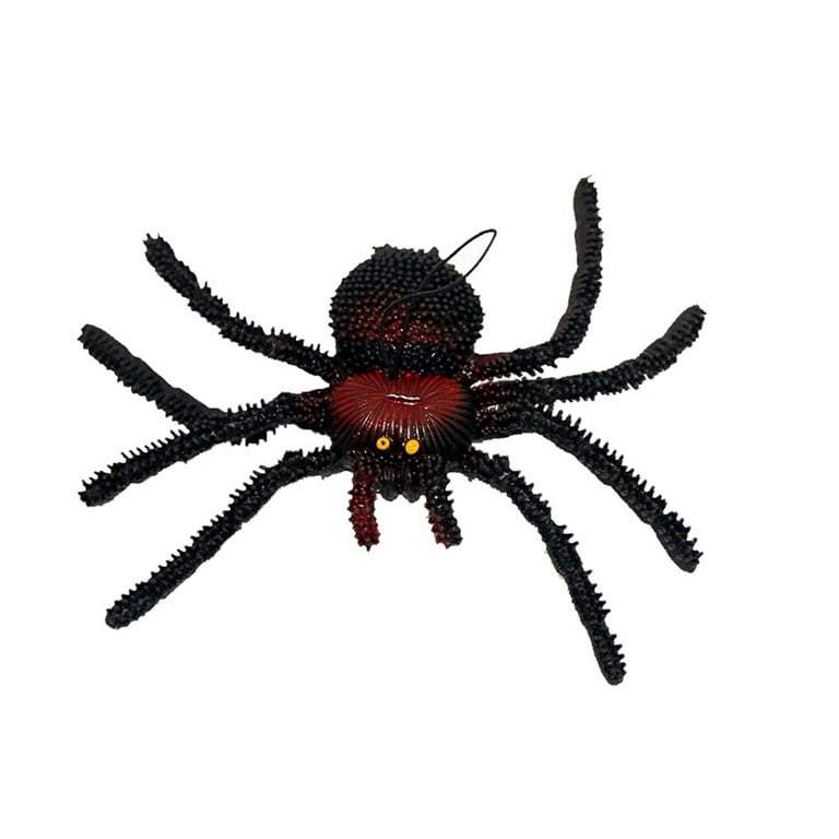 NUOLUX Fake Spider TPR Super Stretchy Practical Jokes Props Realistic Rubber Spider for Prank Halloween Decoration Black