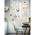 thumbnail image 4 of Spring Flowers Butterfly Sheer Curtains 72 Inch Long 2 Panels, Retro Leaf Farm Light Filtering Rod Pocket Semi Sheer Curtains, Sheer Voile Drapes for Living Room Bedroom, 52"x72", 4 of 5