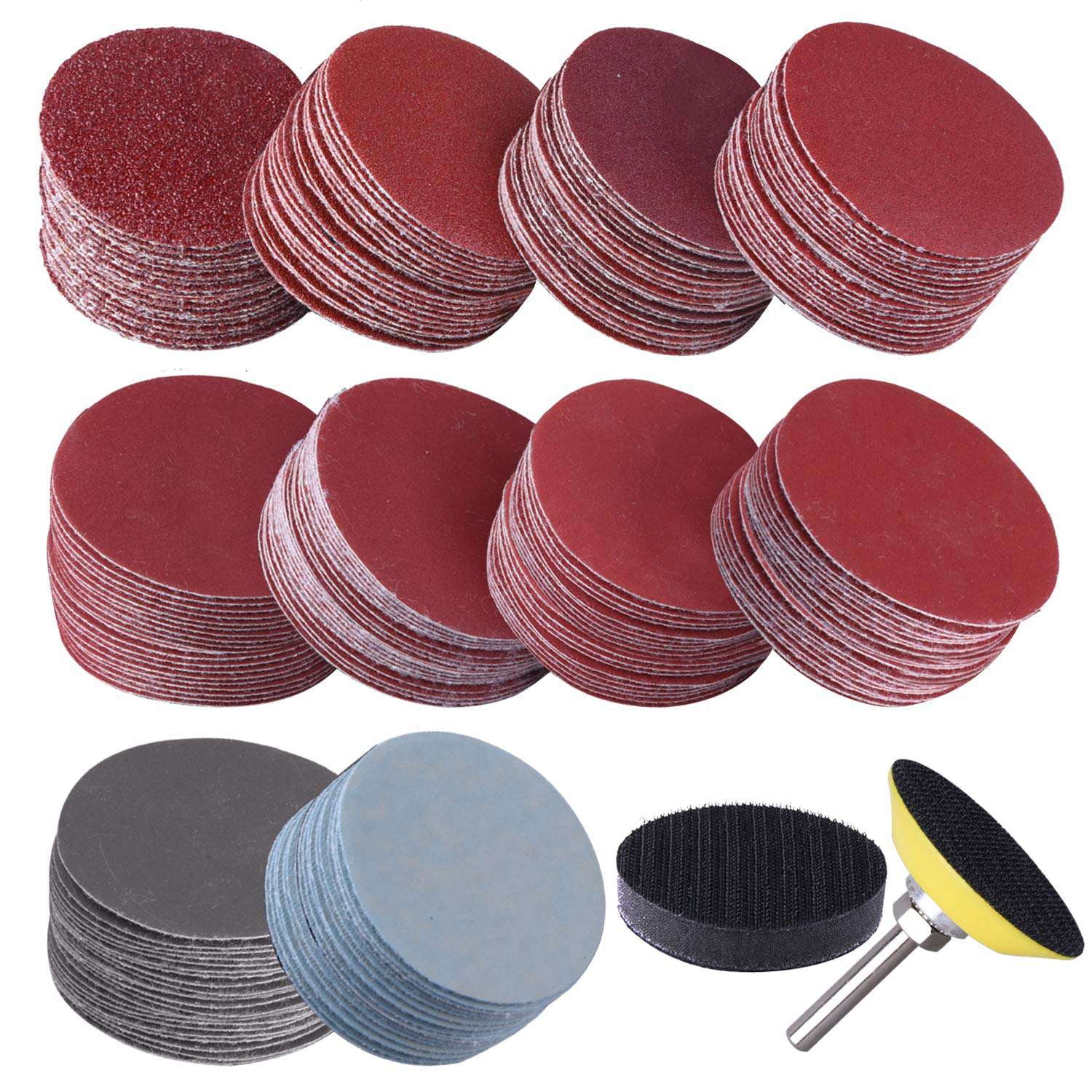 200PCS Abrasive Sanding Disc Pad Wet Dry Sander Sheets with Baking Pad Kit 3inch 