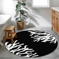 thumbnail image 4 of Sea White Coral Round Living Room Rugs 4 ft, Marine Black Background Modern Art Washable Area Rug with Non-Slip Sturdy Edge Binding Round Carpet for Entryway Kitchen Bedroom Bathroom, 4 of 9