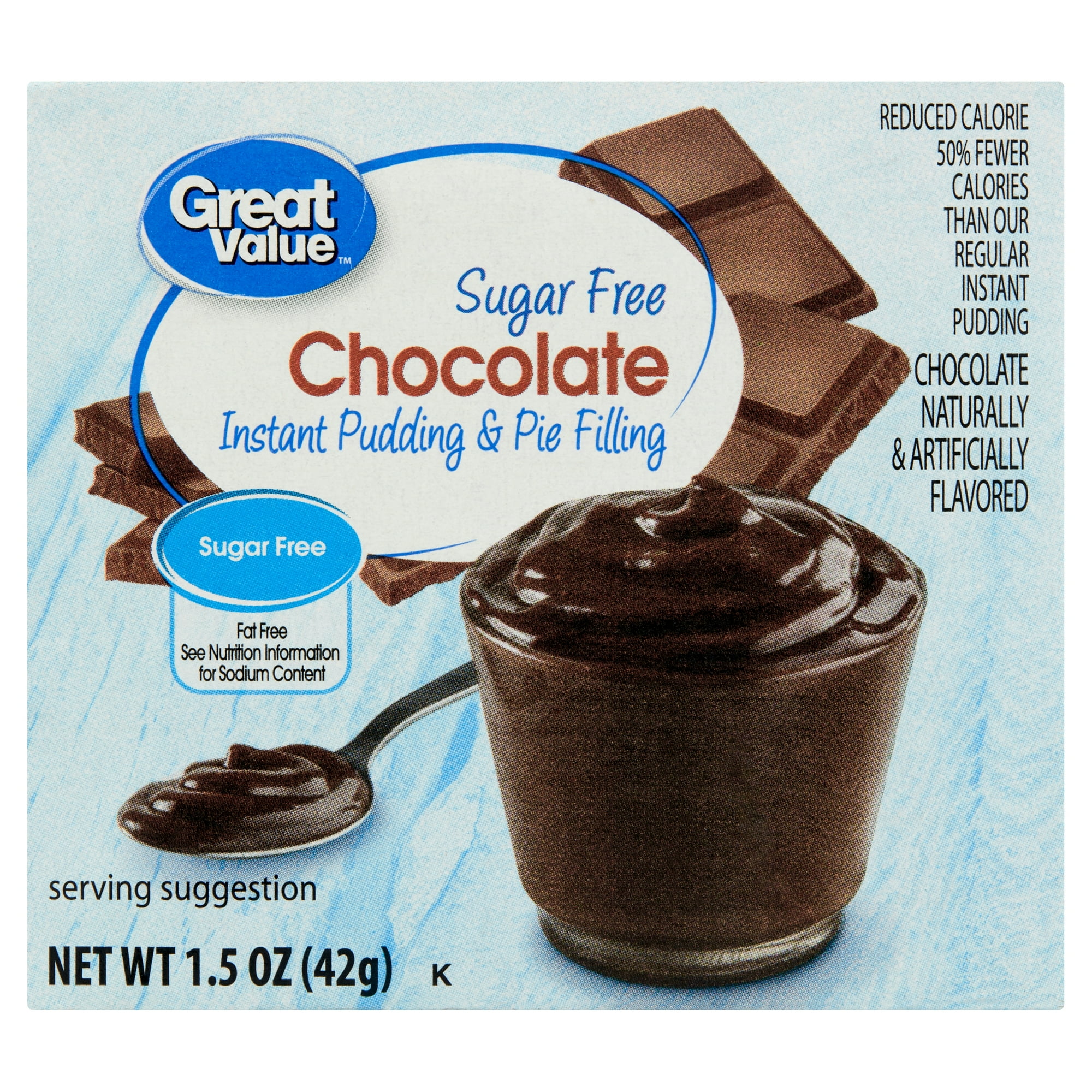 Great Value Sugar Free Chocolate Instant Pudding and Pie Filling, 1.5 oz