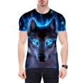 thumbnail image 4 of LEEYNEER T-shirt à Manches Courtes Imprimé Loup 3D Vif Col Rond T-shirt Grande Taille, 4 of 8