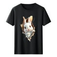 thumbnail image 4 of Tops de Cuello Alto para las Mujeres Amante Impreso Camiseta Cuello Redondo Manga Corta, Poliéster Spandex, 4 of 7
