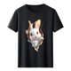thumbnail image 4 of Tops de Cuello Alto para las Mujeres Amante Impreso Camiseta Cuello Redondo Manga Corta, Poliéster Spandex, 4 of 7