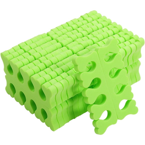 100 pares de separadores de dedos desechables para uñas, para hombres y mujeres (verdes)