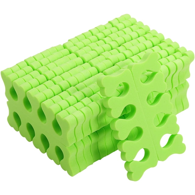 100 pares de separadores de dedos desechables para uñas, para hombres y mujeres (verdes)