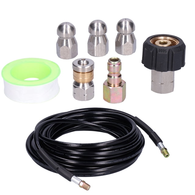 Manguera de limpieza de desagües Kit de chorro de alcantarillado Boquilla de conector rápido para lavadora a presión Accesorios