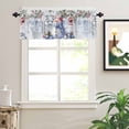 thumbnail image 2 of Christmas Blue Snowman Valances for Windows Winter Snowflake Pine Leaf Xmas Ball Rod Pocket Curtain Valance Window Treatment Short Curtains for Kitchen Living Room, 60"x14", 2 of 5